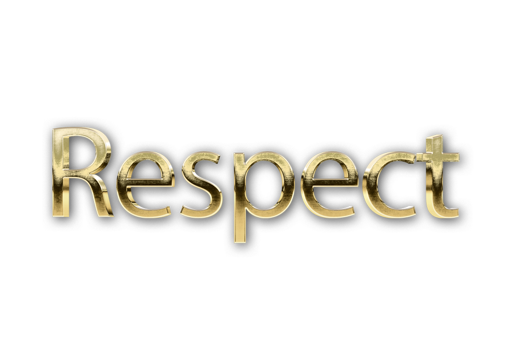 3D WORD RESPECT gold text effects art typography PNG images free